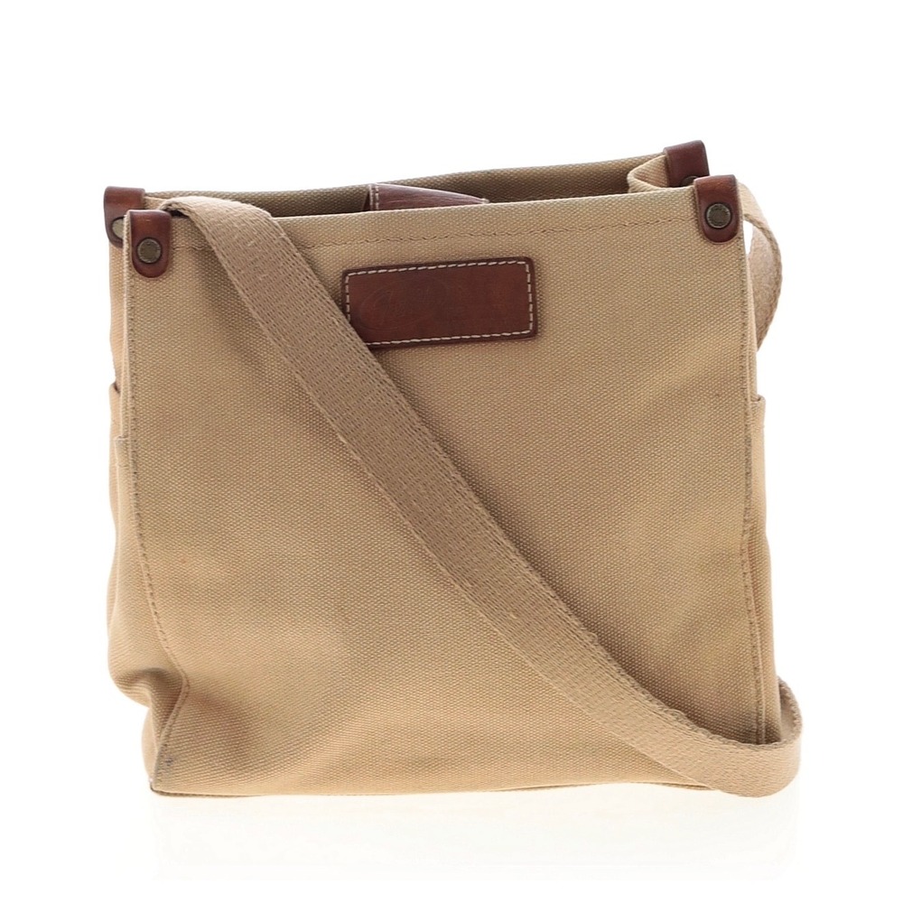 Fossil Vtg Tan Canvas Crossbody Bag Leather Trim Utility Messenger‎ Field Bag